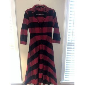 J.Peterman Red and Black Plaid Buffalo Check Flannel Maxi Dress Size 4